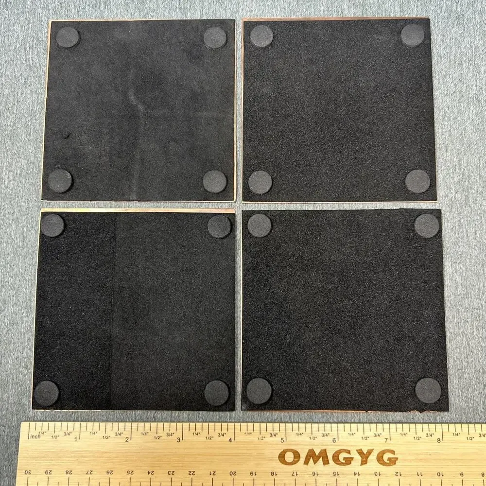 At Home Hammered Bronze Square Coaster Set 4pc Made in India Handcrafted Texture